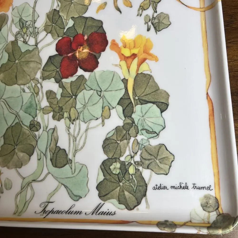 Atelier Michele Trumel, RD Imports Italy Melamine Trinket Tray Nasturtium Floral